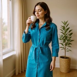 TRUE Vintage Saks Fifth Avenue Turquoise Suede Leather Trench Coat Made in Italy
